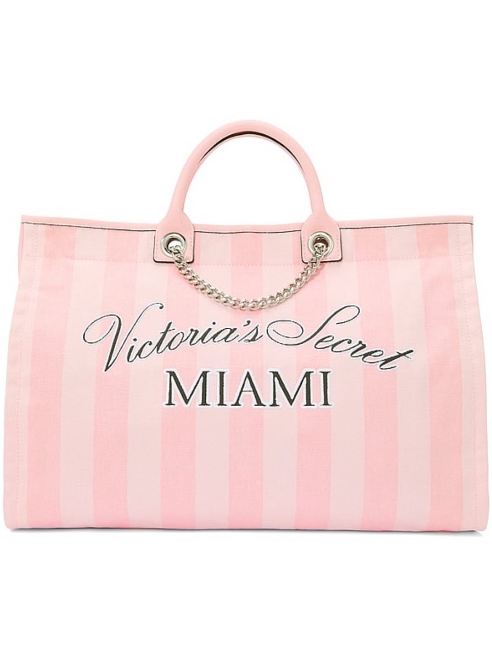 New Pink Victoria’s Secret Tote Bag Purse City Exclusive MIAMI Heritage Striped